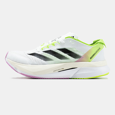 Adidas Adizero Boston 12 White Black Lime Pink (Белый) - фото 1 Hypebery
