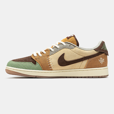 Air Jordan 1 Retro Low x Zion Williamson 'Voodoo' Yellow Green Brown DZ7292-200 (Желтый) - фото 8 