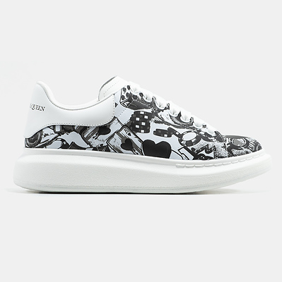 Alexander McQueen Oversized Graffiti White Black (Белый) - фото 1 Hypebery