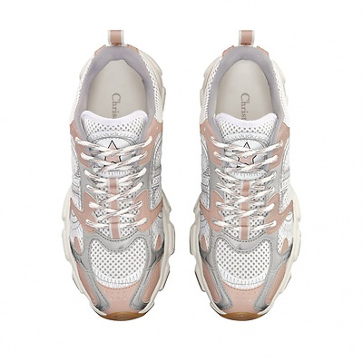 Dior Chrono Sneaker White Mesh with Nude (Бежевый) - фото 7 