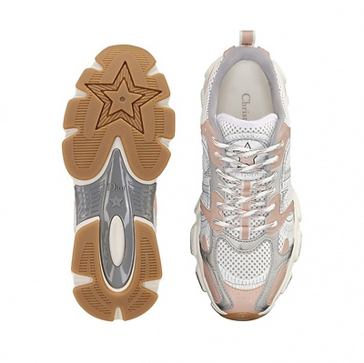 Dior Chrono Sneaker White Mesh with Nude (Бежевый) - фото 8 