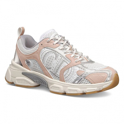 Dior Chrono Sneaker White Mesh with Nude (Бежевый) - фото 6 