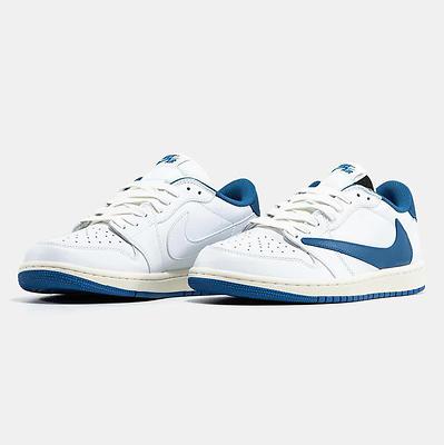 Jordan 1 Retro Low x Fragment Design x Travis Scott Sail Military Blue DM7866-104 (Белый) - фото 8 