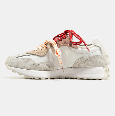 New Balance 327 Grey Beige Red/Orange Laces (Бежевый) - фото 4 