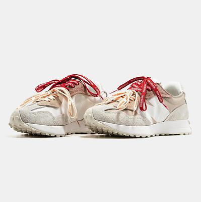 New Balance 327 Grey Beige Red/Orange Laces (Бежевый) - фото 2 