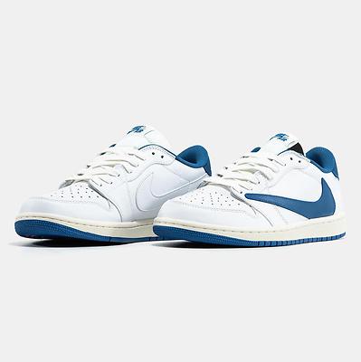 Jordan 1 Retro Low x Fragment Design x Travis Scott Sail Military Blue DM7866-104 (Белый) - фото 2 
