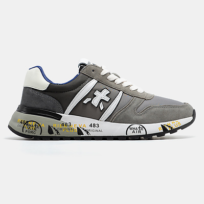 Premiata Lander Grey White Blue (Серый) - фото 1 Hypebery