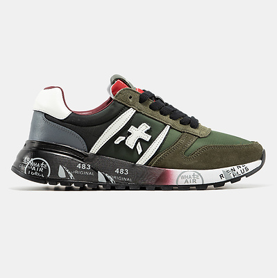 Premiata Lander Military Green Black White (Зеленый) - фото 1 Hypebery