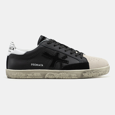 Premiata Steven Black White Beige (Черный) - фото 1 Hypebery